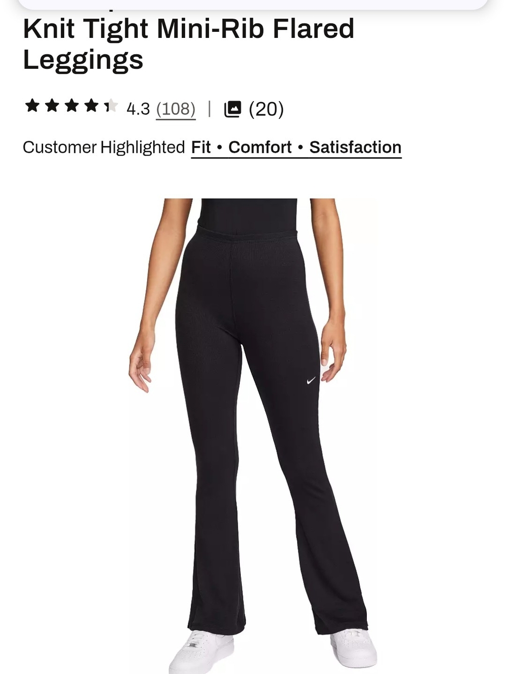 Nike Black Knit Mini-Rib Flared Leggings